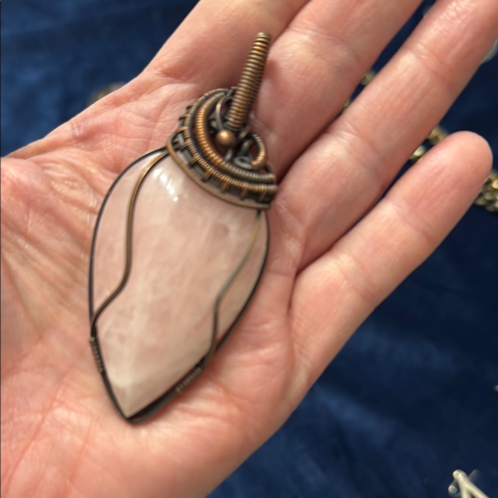 2 inch Rose Quartz Stone Pendant